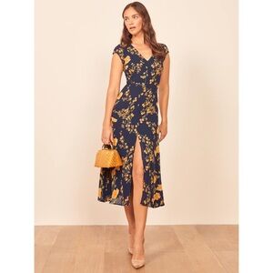 Reformation Wellfleet Dress Bernadette Blue/Yellow 4